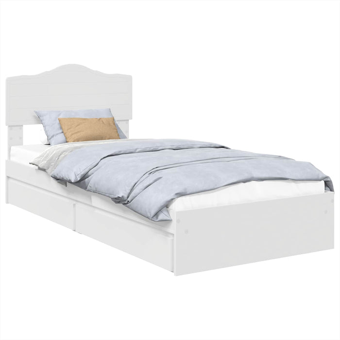 Pat cu storage cu headboard Alb 75 x 190 cm Lemn compozit - WALTI WALTI
