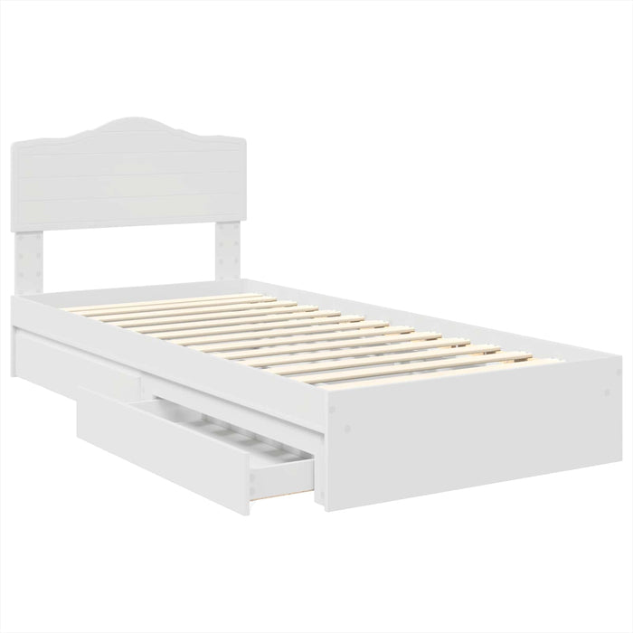 Pat cu storage cu headboard Alb 75 x 190 cm Lemn compozit - WALTI WALTI