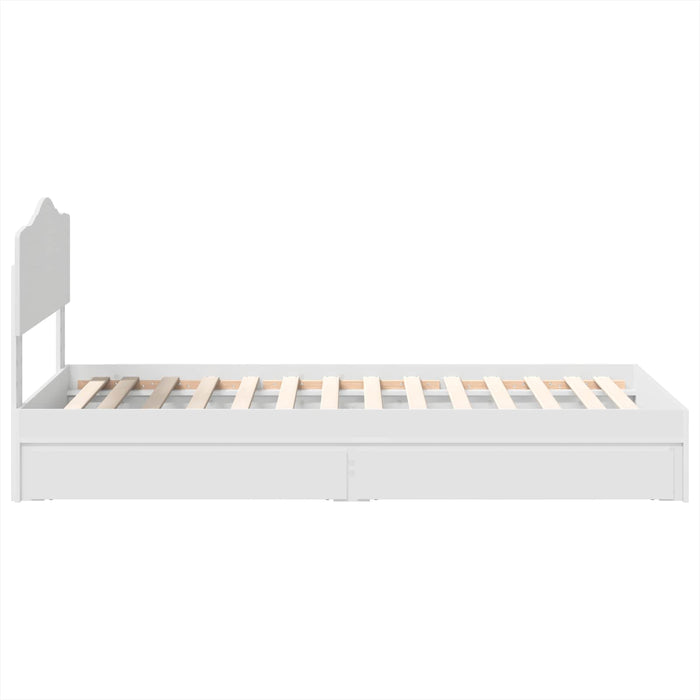 Pat cu storage cu headboard Alb 75 x 190 cm Lemn compozit - WALTI WALTI