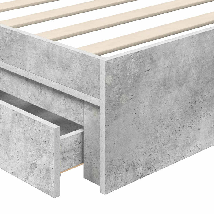 Pat cu storage Gri din beton 75 x 190 cm Lemn compozit - WALTI WALTI