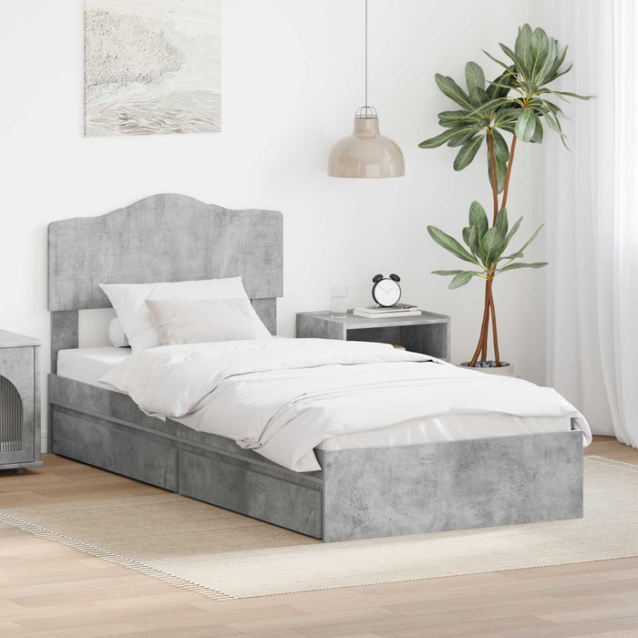 Pat cu storage Gri din beton 75 x 190 cm Lemn compozit - WALTI WALTI