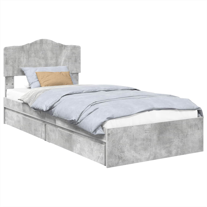 Pat cu storage Gri din beton 75 x 190 cm Lemn compozit - WALTI WALTI