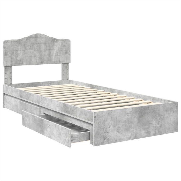 Pat cu storage Gri din beton 75 x 190 cm Lemn compozit - WALTI WALTI