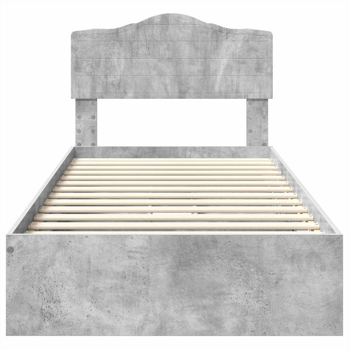 Pat cu storage Gri din beton 75 x 190 cm Lemn compozit - WALTI WALTI