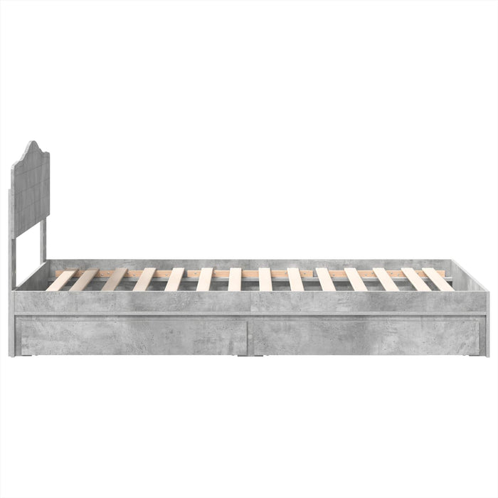 Pat cu storage Gri din beton 75 x 190 cm Lemn compozit - WALTI WALTI