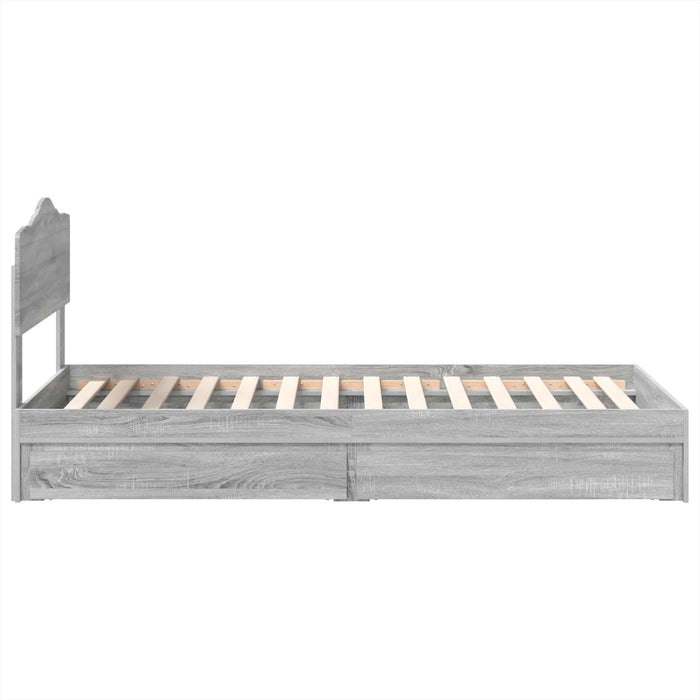 Pat cu storage cu sertar Gri Sonoma 75 x 190 cm Lemn compozit - WALTI WALTI