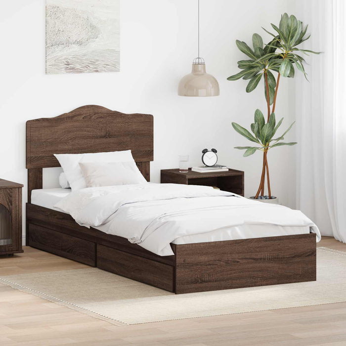 Pat cu storage Stejar închis 75 x 190 cm Lemn compozit - WALTI WALTI