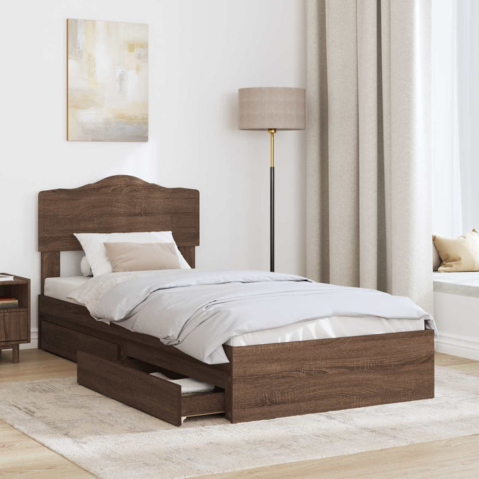 Pat cu storage Stejar închis 75 x 190 cm Lemn compozit - WALTI WALTI
