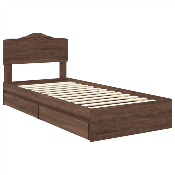 Pat cu storage Stejar închis 75 x 190 cm Lemn compozit - WALTI WALTI