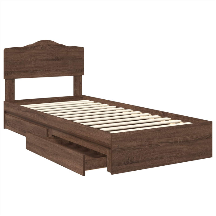 Pat cu storage Stejar închis 75 x 190 cm Lemn compozit - WALTI WALTI