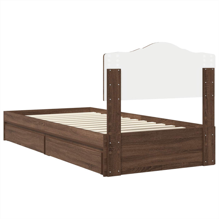 Pat cu storage Stejar închis 75 x 190 cm Lemn compozit - WALTI WALTI