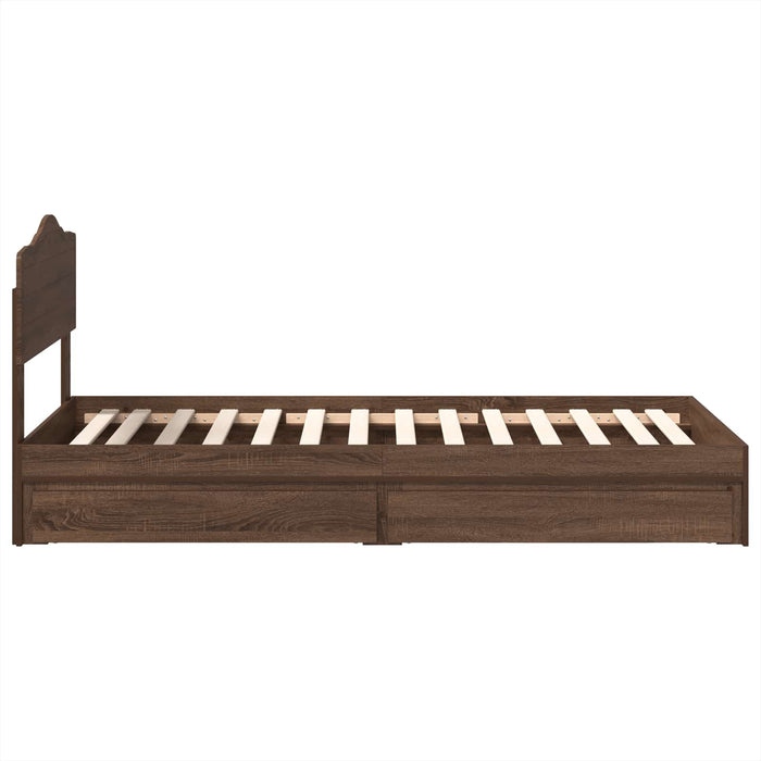 Pat cu storage Stejar închis 75 x 190 cm Lemn compozit - WALTI WALTI
