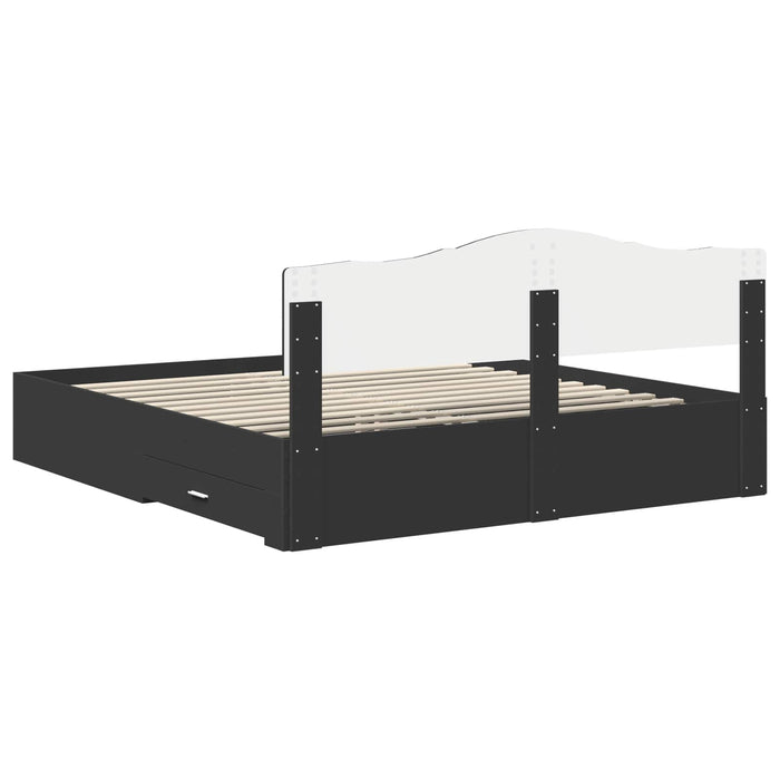 Cadru de pat cu sertar Negru 200 x 200 cm Lemn prelucrat WALTI