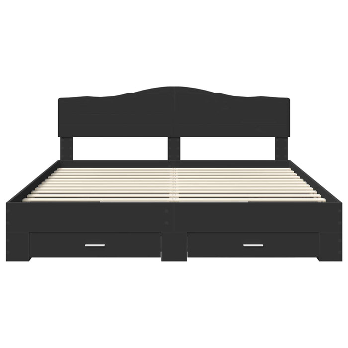 Cadru de pat cu sertar Negru 200 x 200 cm Lemn prelucrat WALTI