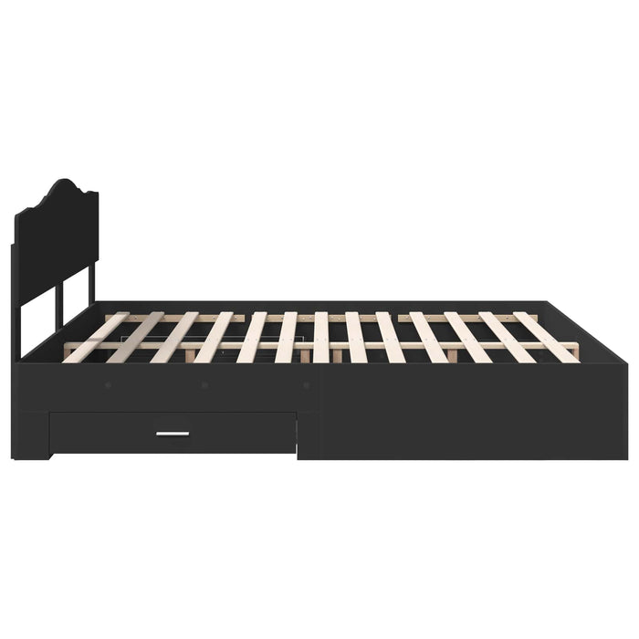 Cadru de pat cu sertar Negru 200 x 200 cm Lemn prelucrat WALTI
