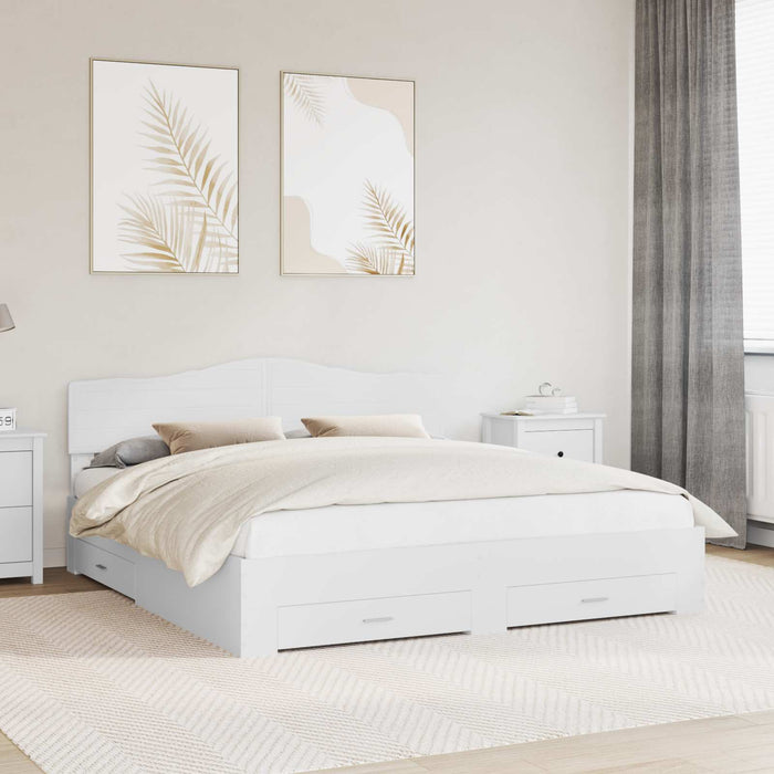 Cadru de pat cu headboard Alb 180 x 200 cm Lemn compozit - WALTI WALTI