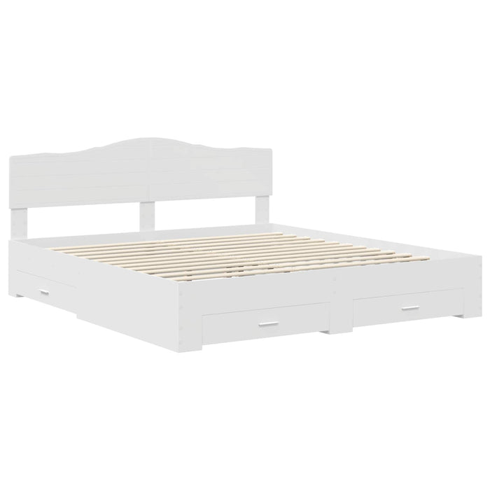 Cadru de pat cu headboard Alb 180 x 200 cm Lemn compozit - WALTI WALTI
