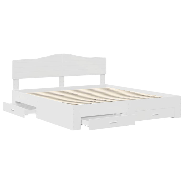 Cadru de pat cu headboard Alb 180 x 200 cm Lemn compozit - WALTI WALTI