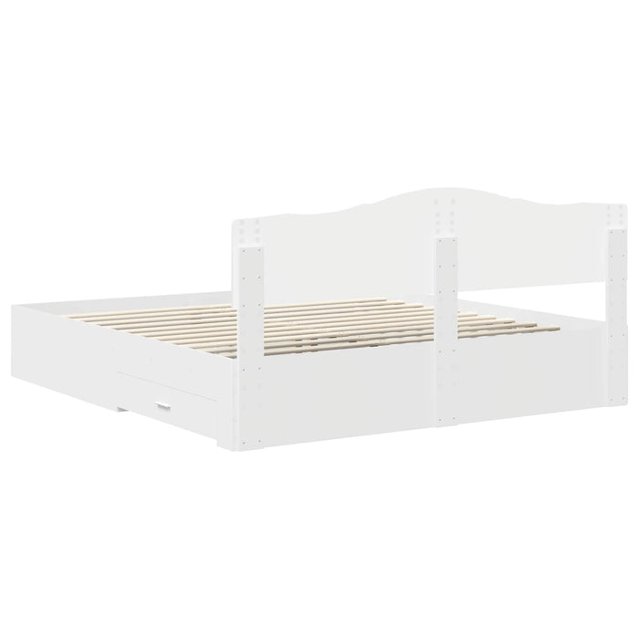 Cadru de pat cu headboard Alb 180 x 200 cm Lemn compozit - WALTI WALTI