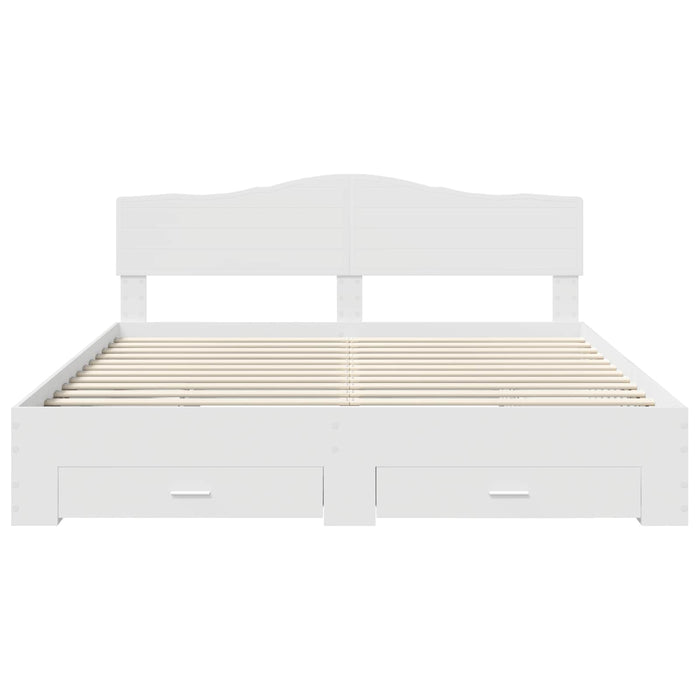 Cadru de pat cu headboard Alb 180 x 200 cm Lemn compozit - WALTI WALTI