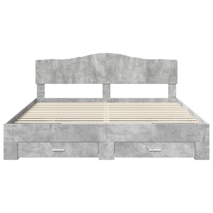 Cadru de pat cu sertar Gri din beton 180 x 200 cm Lemn compozit - WALTI WALTI