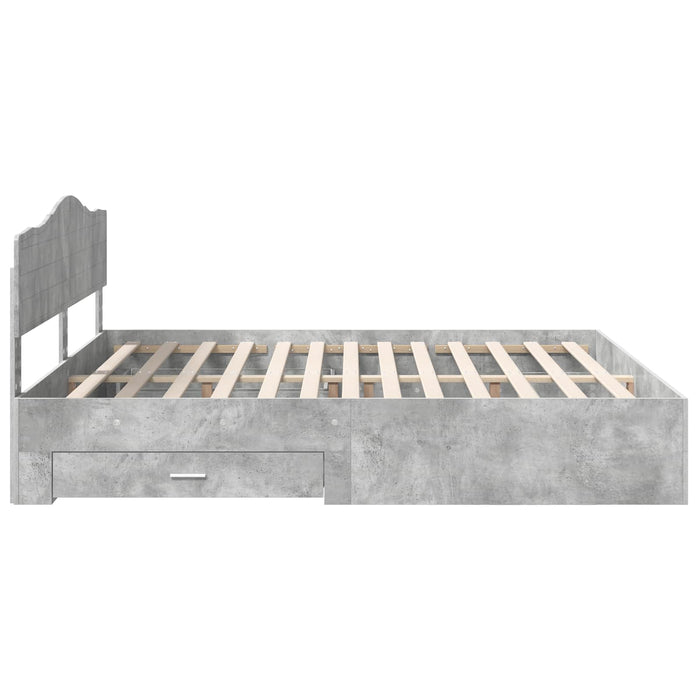 Cadru de pat cu sertar Gri din beton 180 x 200 cm Lemn compozit - WALTI WALTI