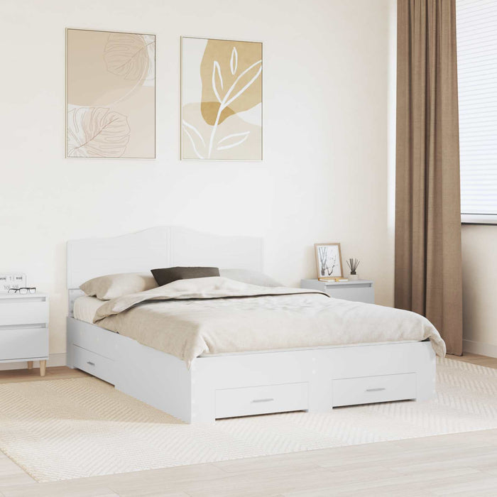 Cadru de pat cu headboard Alb 160 x 200 cm Lemn compozit - WALTI WALTI