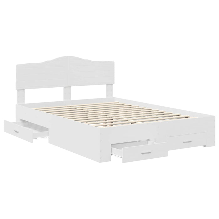 Cadru de pat cu headboard Alb 160 x 200 cm Lemn compozit - WALTI WALTI