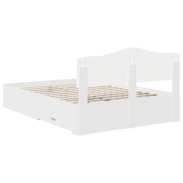 Cadru de pat cu headboard Alb 160 x 200 cm Lemn compozit - WALTI WALTI