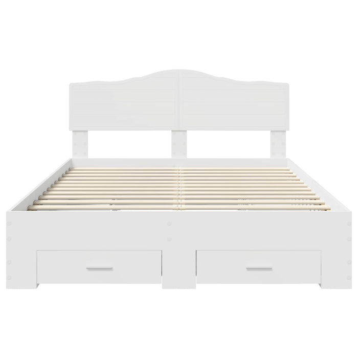 Cadru de pat cu headboard Alb 160 x 200 cm Lemn compozit - WALTI WALTI