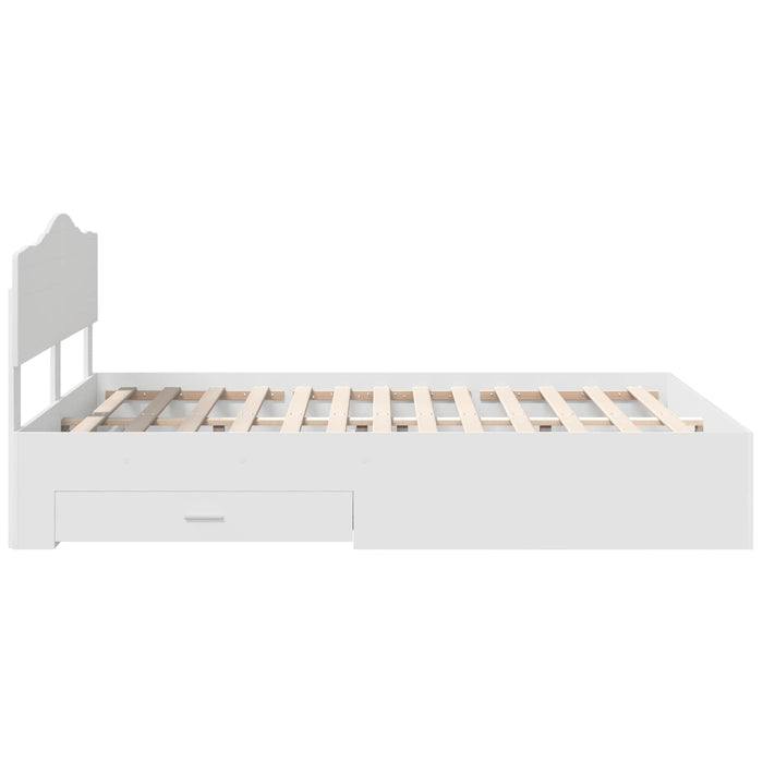 Cadru de pat cu headboard Alb 160 x 200 cm Lemn compozit - WALTI WALTI