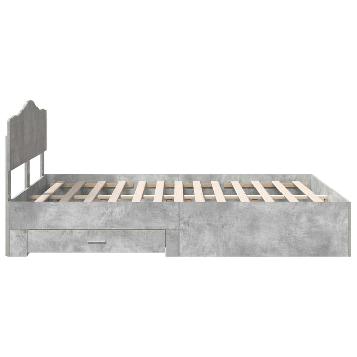 Cadru de pat cu sertar Gri din beton 160 x 200 cm Lemn compozit - WALTI WALTI