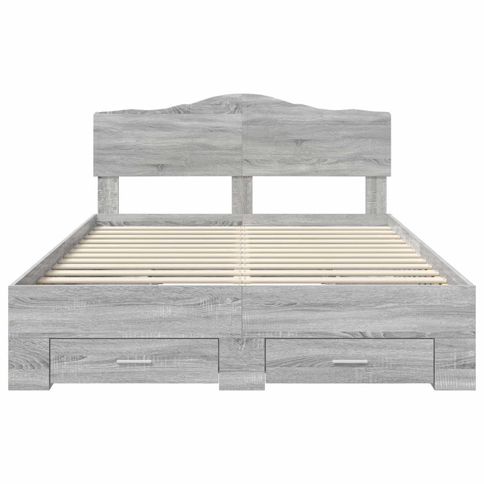 Cadru de pat cu headboard Gri Sonoma 160 x 200 cm Lemn compozit - WALTI WALTI