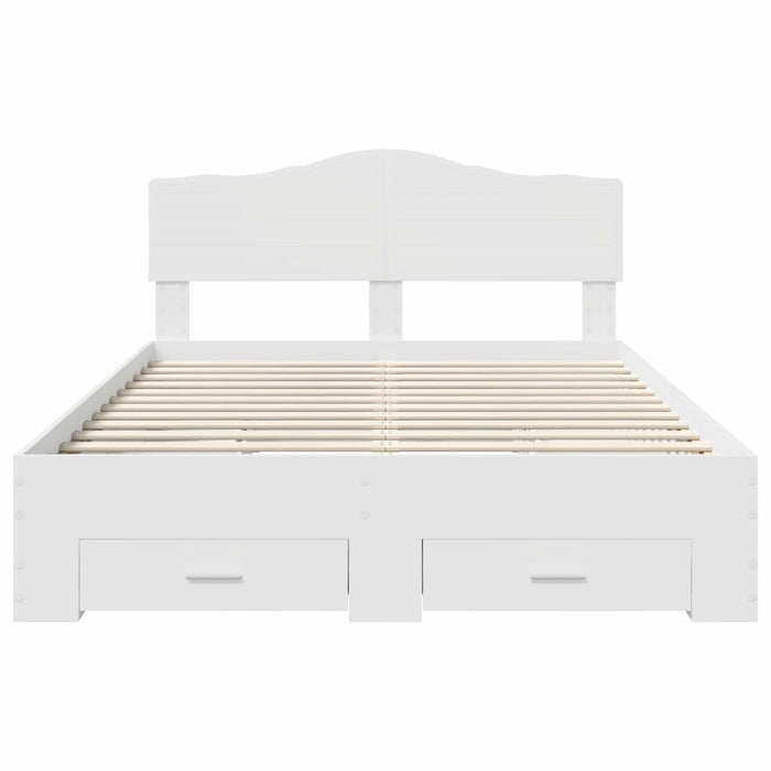 Cadru de pat cu headboard Alb 140 x 200 cm Lemn compozit - WALTI WALTI