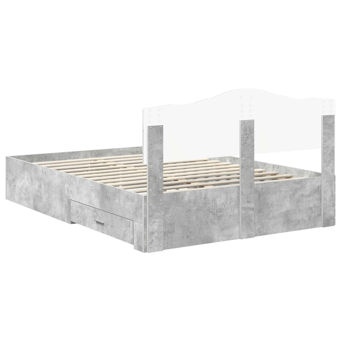 Cadru de pat cu sertar Gri din beton 140 x 200 cm Lemn compozit - WALTI WALTI