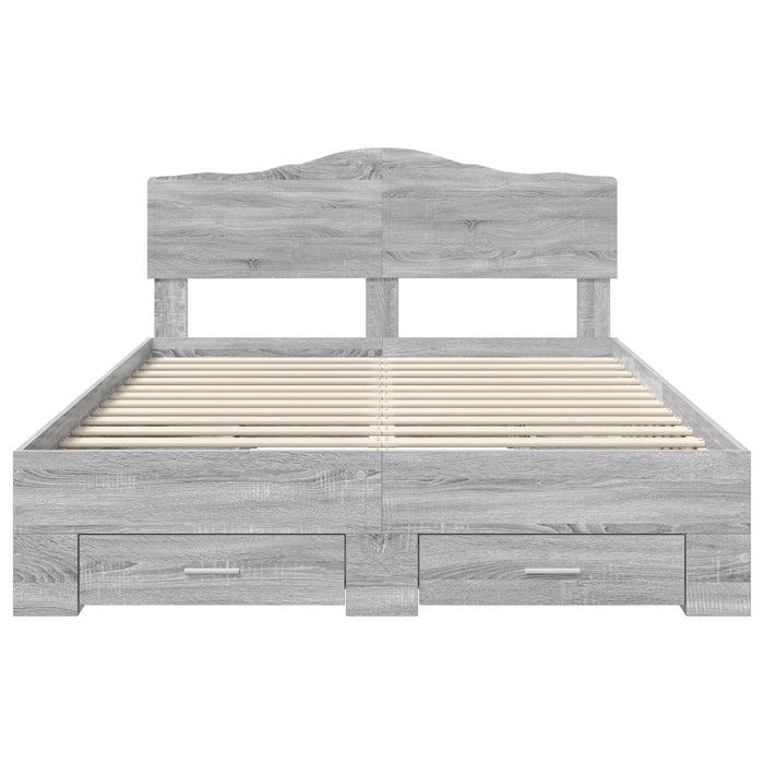 Cadru de pat cu headboard Gri Sonoma 140 x 200 cm Lemn compozit - WALTI WALTI