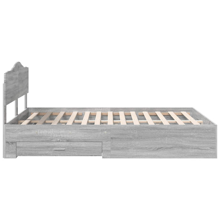 Cadru de pat cu headboard Gri Sonoma 140 x 200 cm Lemn compozit - WALTI WALTI