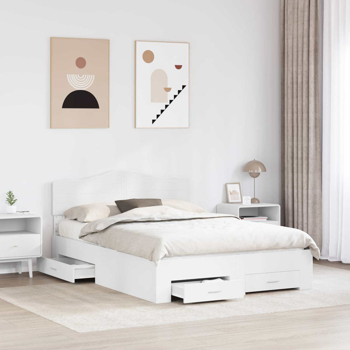 Cadru de pat cu headboard Alb 140 x 190 cm Lemn compozit - WALTI WALTI