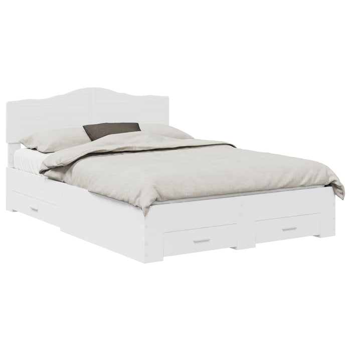 Cadru de pat cu headboard Alb 140 x 190 cm Lemn compozit - WALTI WALTI