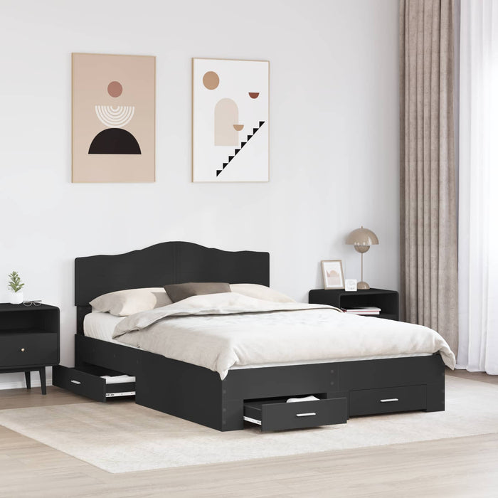 Cadru de pat cu headboard Negru 140 x 190 cm Lemn compozit - WALTI WALTI