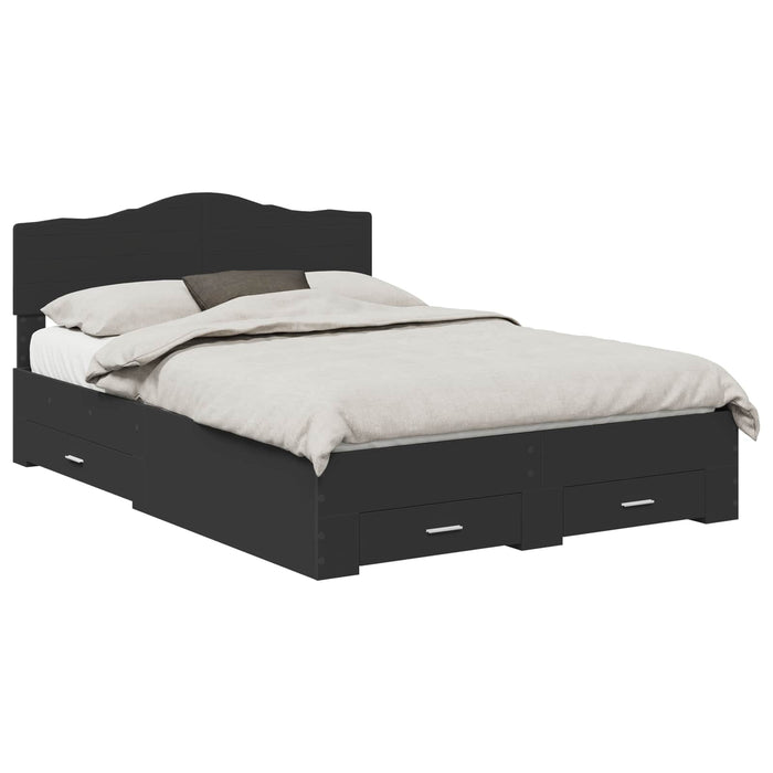 Cadru de pat cu headboard Negru 140 x 190 cm Lemn compozit - WALTI WALTI