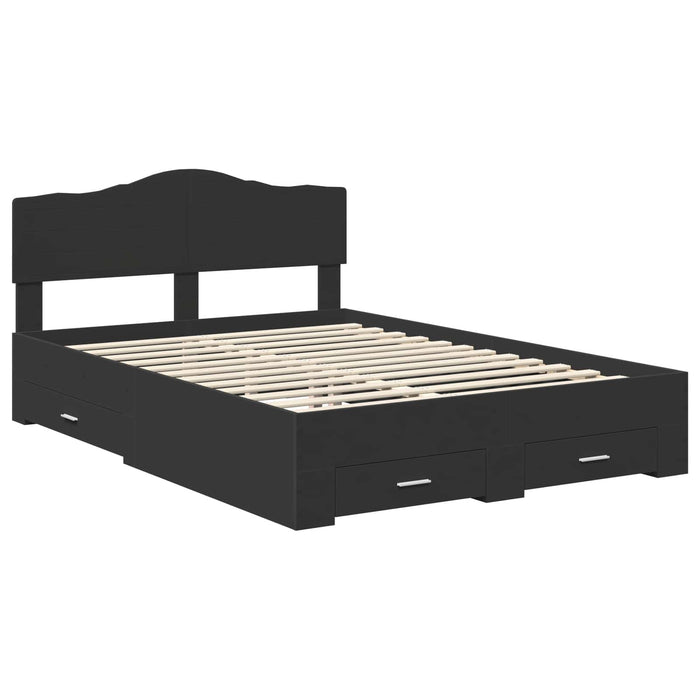 Cadru de pat cu headboard Negru 140 x 190 cm Lemn compozit - WALTI WALTI