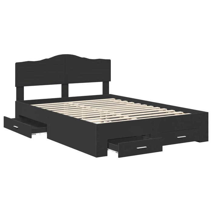 Cadru de pat cu headboard Negru 140 x 190 cm Lemn compozit - WALTI WALTI