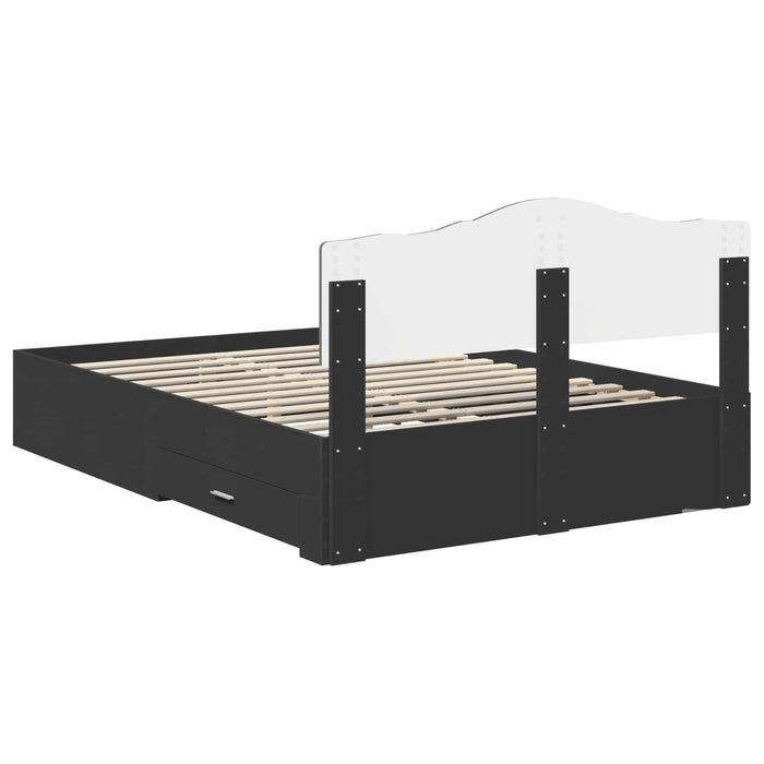 Cadru de pat cu headboard Negru 140 x 190 cm Lemn compozit - WALTI WALTI