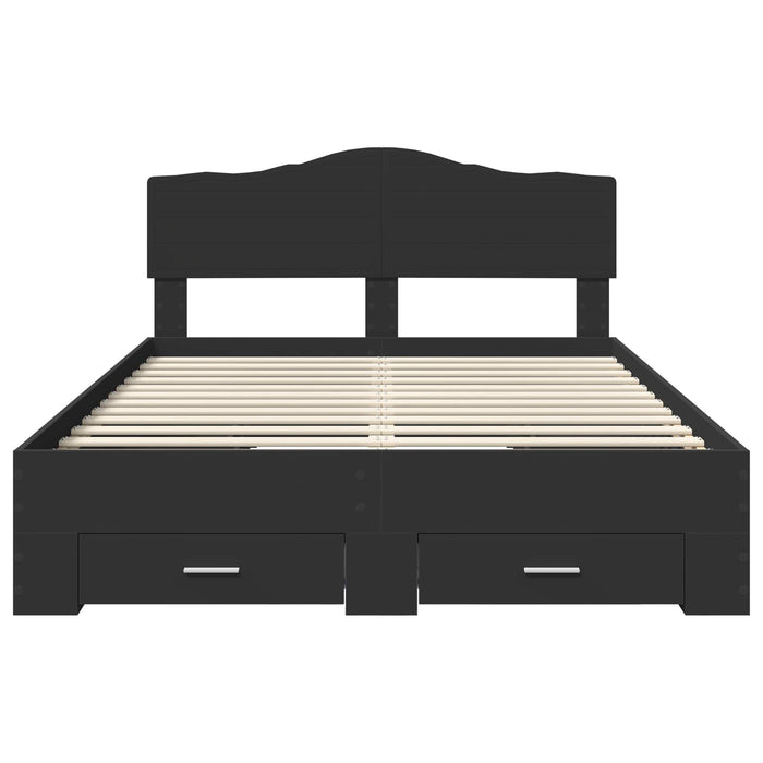 Cadru de pat cu headboard Negru 140 x 190 cm Lemn compozit - WALTI WALTI