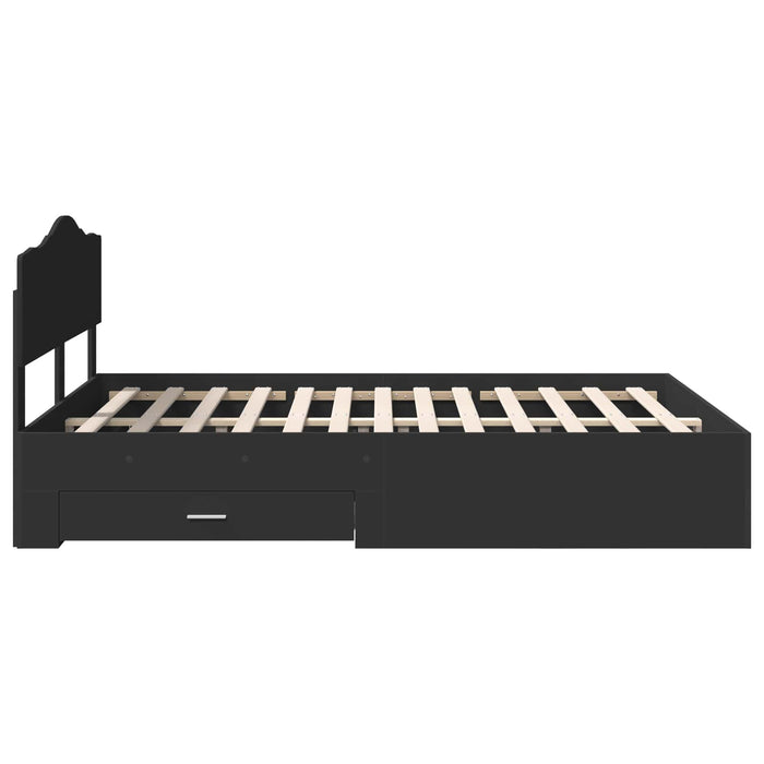 Cadru de pat cu headboard Negru 140 x 190 cm Lemn compozit - WALTI WALTI