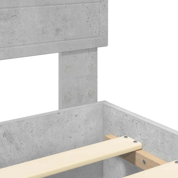 Cadru de pat cu sertar Gri din beton 140 x 190 cm Lemn compozit - WALTI WALTI