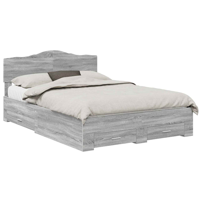 Cadru de pat cu headboard Gri Sonoma 140 x 190 cm Lemn compozit - WALTI WALTI