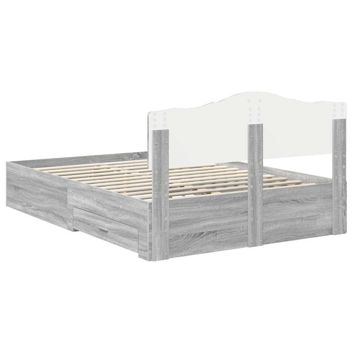 Cadru de pat cu headboard Gri Sonoma 140 x 190 cm Lemn compozit - WALTI WALTI