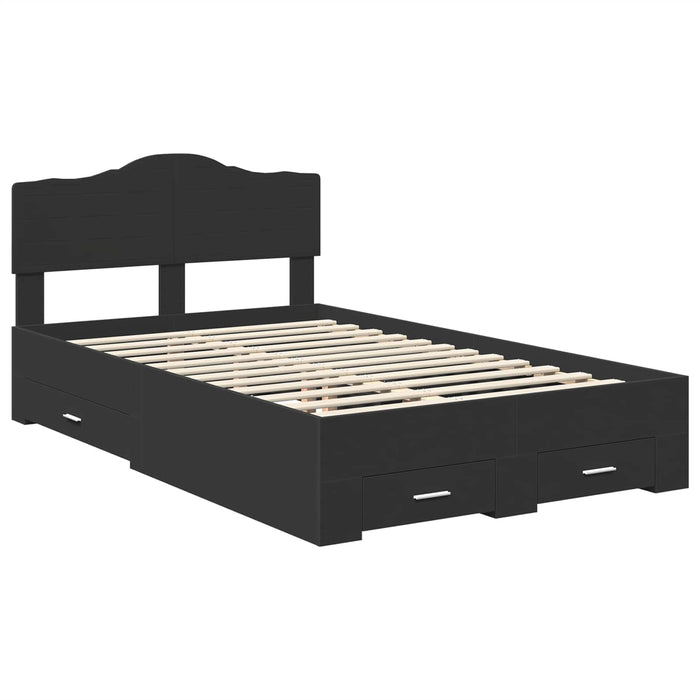 Cadru de pat cu headboard Negru 135 x 190 cm Lemn compozit - WALTI WALTI